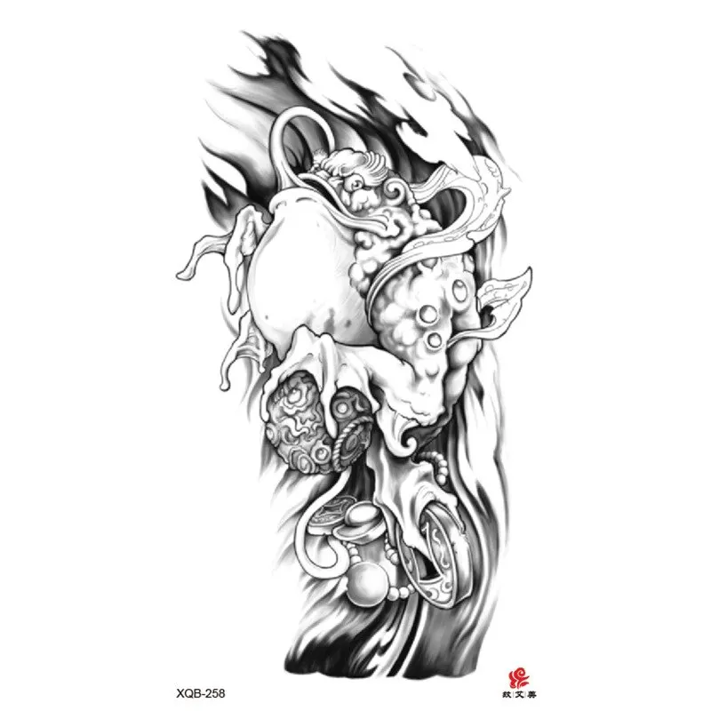 Sdrawing Temporary Sleeve Tatooo Stickers Tiger Lion Elephant Rose Flowertattoo Arm Body Art Fake Tatoo Male Female Black