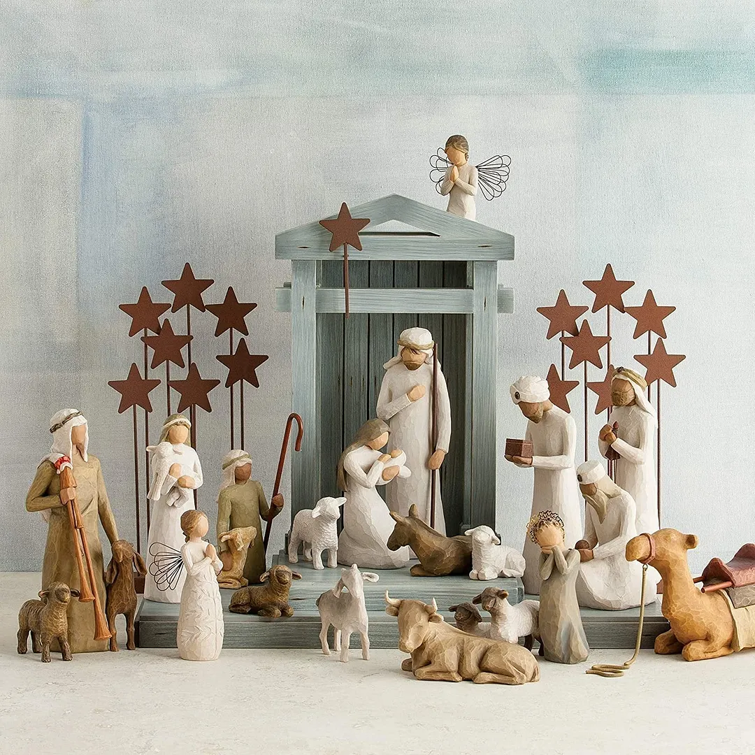 Nativity Deluxe 17-piece Set（Gift stars and manger）