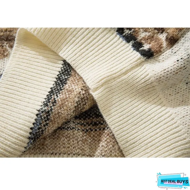 Color-block Dragon Pattern Jacquard Pullover