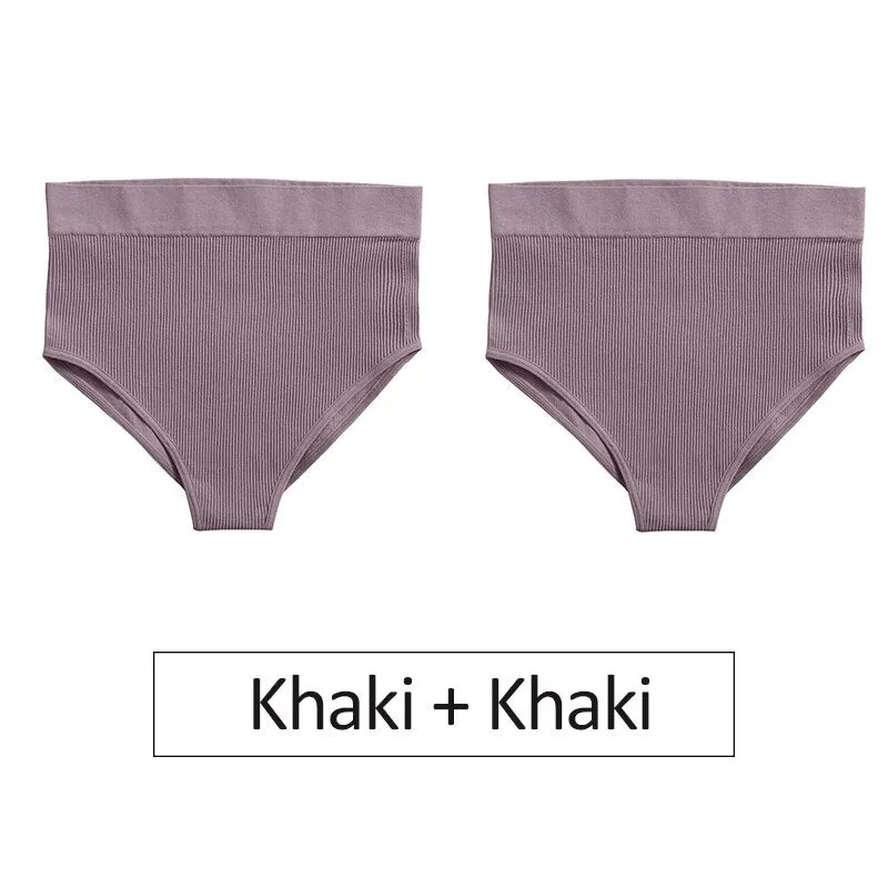 2PCS/Set Women's Panties High Waist Seamless Underwear Female Underpants Woman Sexy Briefs Ladies Panties Intimates Lingerie