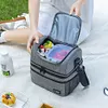 Insulated Lunch Bag Double Deck Lunch Box for Work Camping Hiking Beach Picnic