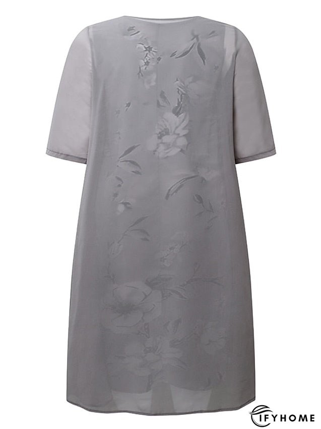Women's Plus Size Curve Two Piece Dress Floral Round Neck Print 3 4 Length Sleeve Spring Summer Work Casual Midi Dress Casual Daily Dress | IFYHOME