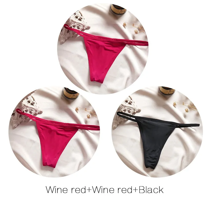 FINETOO 3Pcs/set Sexy Low-rise Thongs Women Bikini Panties T-back Underpants M-XL Female G-String Panty Ladies Thong Lingerie