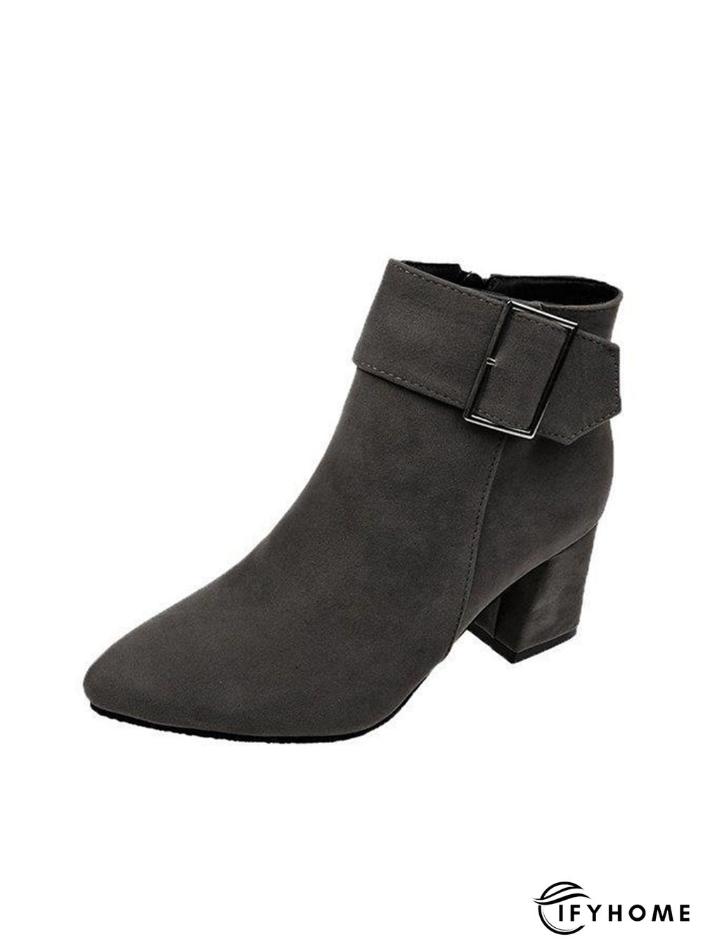 Belt Buckle Chunky Heel Pointed Toe Booties | IFYHOME