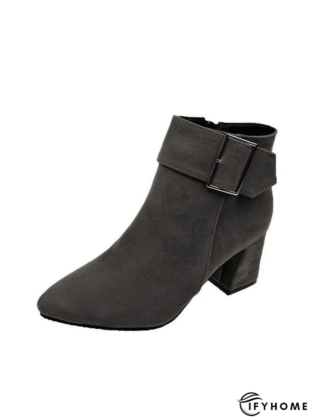 Belt Buckle Chunky Heel Pointed Toe Booties | IFYHOME