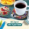 6Pcs/set Diamond Painting Wooden Animals Coaster Cup Cushion With Holder