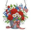 Independence Day Bouquet DIY Acrylic Diamond Painting Hanging Kit Special Shape Crystal Rhinestone Art Pendants Single Side Drill for Adults Gift Home Wall Or Window Decor