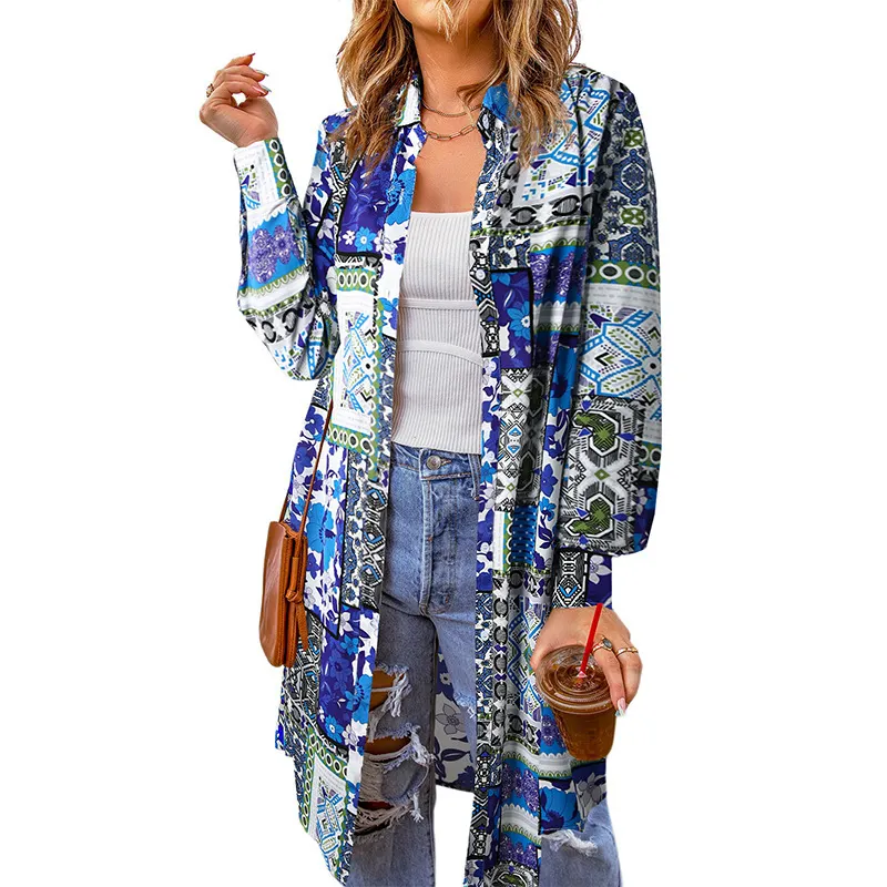 Women Ethnic Boho Autumn Natural Loose Best Sell Three Quarter H-Line Regular Other Coat