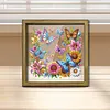 Diamond Painting Wooden Double-Sided Butterfly and Flowers Ornaments Kit with Photo Frame Desktop