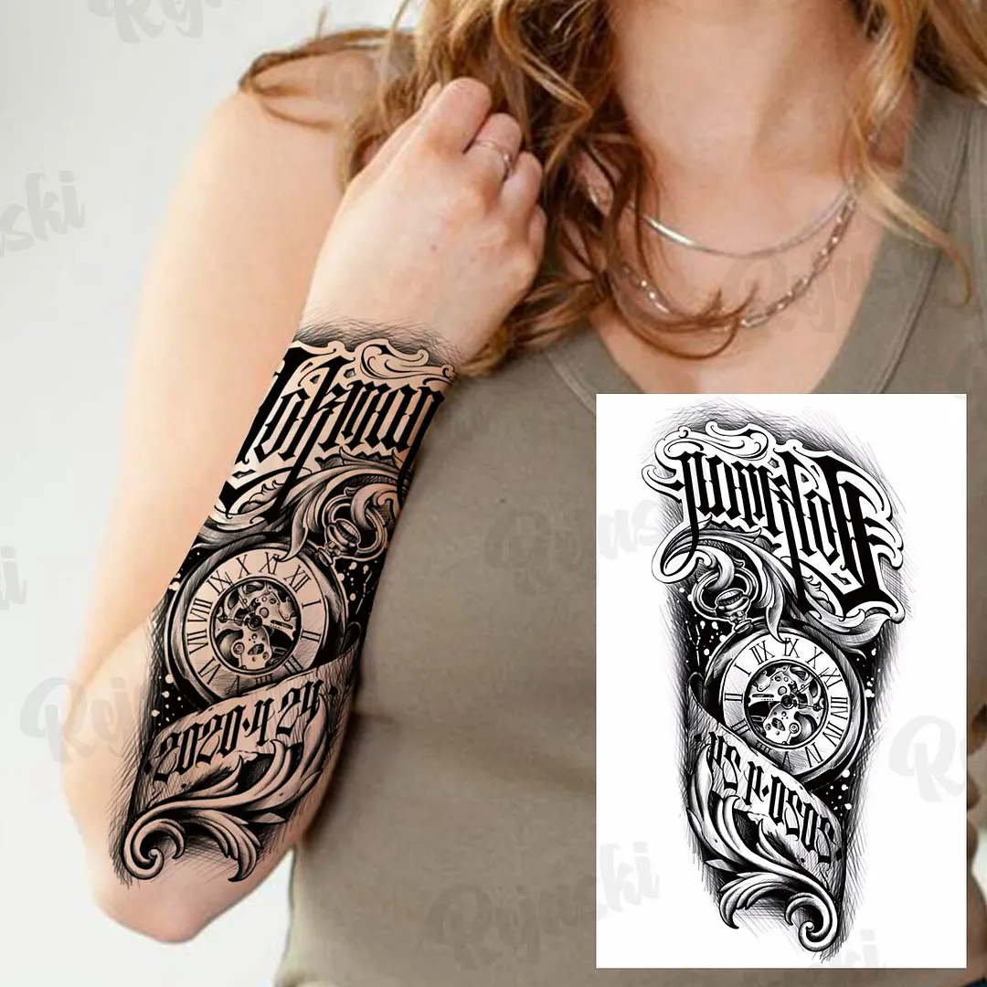 Sdrawing Thorns Temporary Tattoos For Adults Men Realistic Totem Maori Lion Compass Flower Tiger Fake Tattoo StickerArm Tatoos DIY
