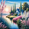 Diamond Painting-DIY Full Round Drill Reed Lakeside Cottage