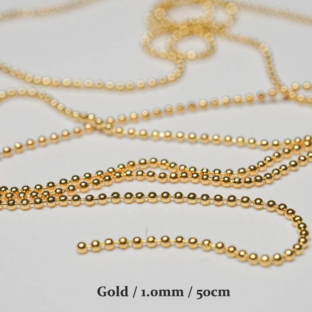 Nail Chain 0.8mm/1.0mm/50cm Rose Gold Silver Pixie Stone Decorations Accessory Metal Steel Ball Chain Nail Art Jewelry