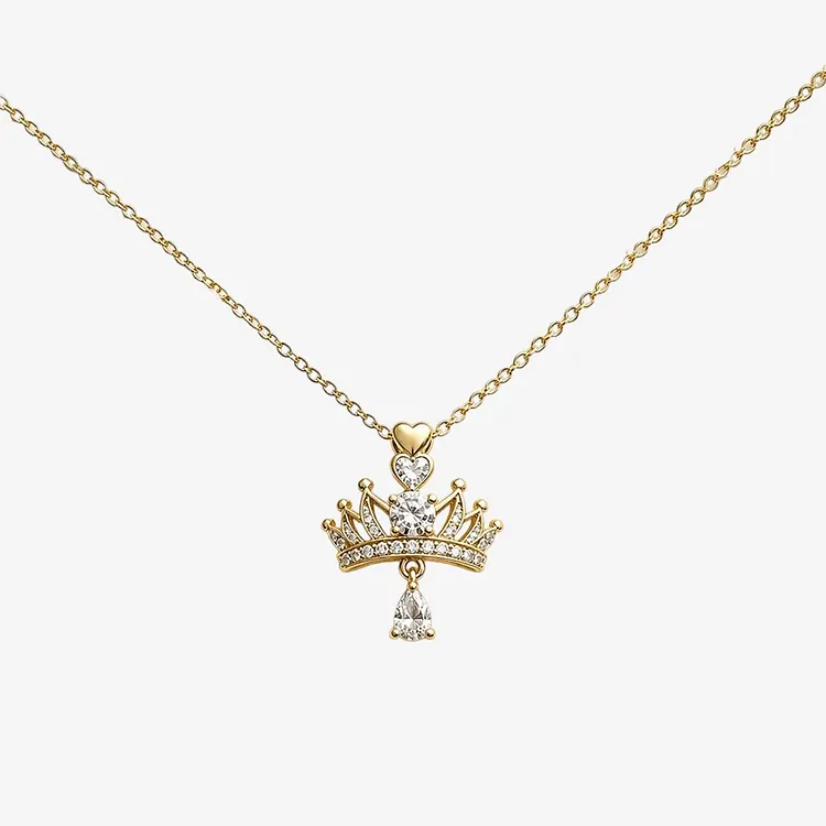 For Granddaughter - I'll Always Be With You Crown & Teardrop Pendant Necklace