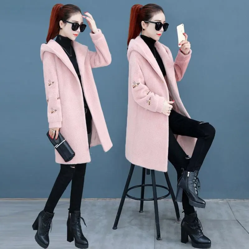 Women's coat autumn and winter cashmere medium length spring and autumn foreign style windbreaker new versatile women's woolen