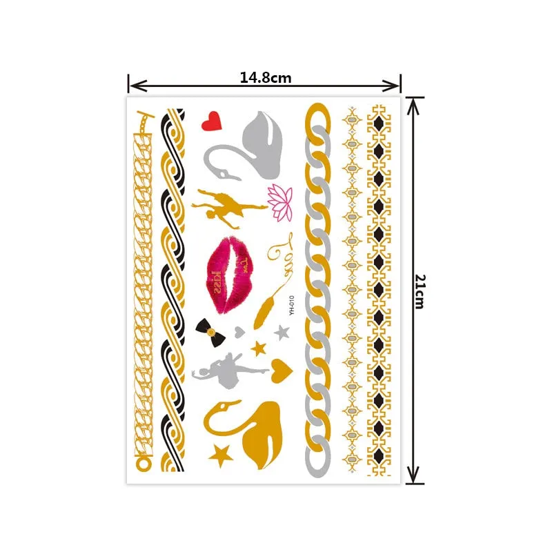 Hot bronzing tattoo stickers waterproof sweat not easy to smudge bronzing temporary tattoo stickers fashion tattoo stickers