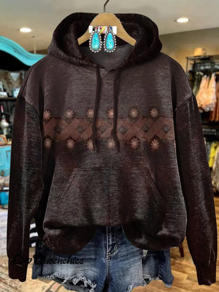 Retro Stitching Pattern Art Print Casual Sweatshirt Multicolor / S