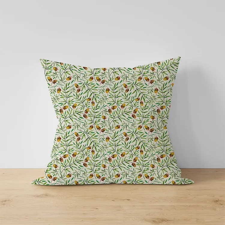 Olive Branch With Pine Cones Pattern Throw Pillow Home Decor