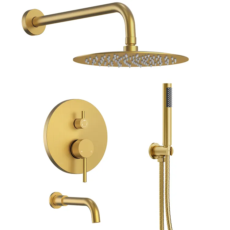 EVERSTEIN 10" Rain Head Shower System in Brushed Gold M6612GNI-10BL