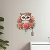 Wooden Rose Owl DIY Diamond Art Craft Wall Hooks A Row of 3 Hooks Kit