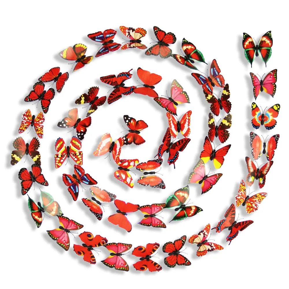 100pcs White 3D PVC Flower Butterfly Wall Stickers For Girl Kids Baby Rooms Kitchen Home Decoration Adhesive to Wall