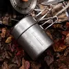 2Pcs Outdoor Camping Cookware Set with Folding Handle 304 Stainless Steel Pot