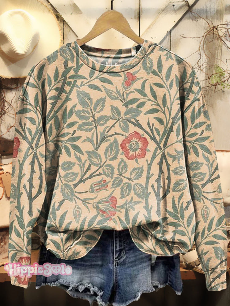 Floral Art Print Casual Sweatshirt Multicolor / S