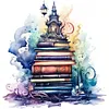 >SALE<Full Embroidery Eco-cotton Thread 11CT Printed Book Stack Cross Stitch 60x60cm
