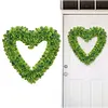 Heart Shaped Wreath Simulation Artificial Green Leaves Wreath for Front Door