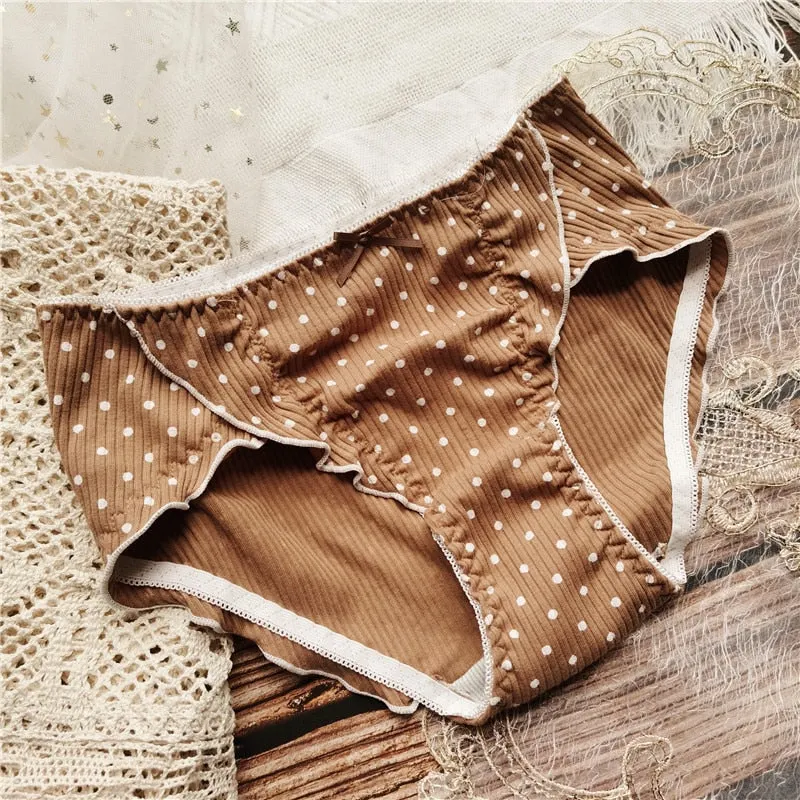 2021 Women's Cotton Underwear Sexy Lace Panties Fashion Bow  Briefs Low Waist Seamless Dot Underpants Female Lingerie Cute