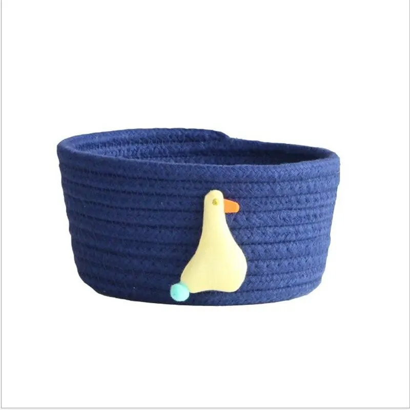 Cotton Rope Storage Baskets With Animals Shape Baby Dirty Clothes Laundry Basket Handmade Weaving Desktop Sundries Organizer Box