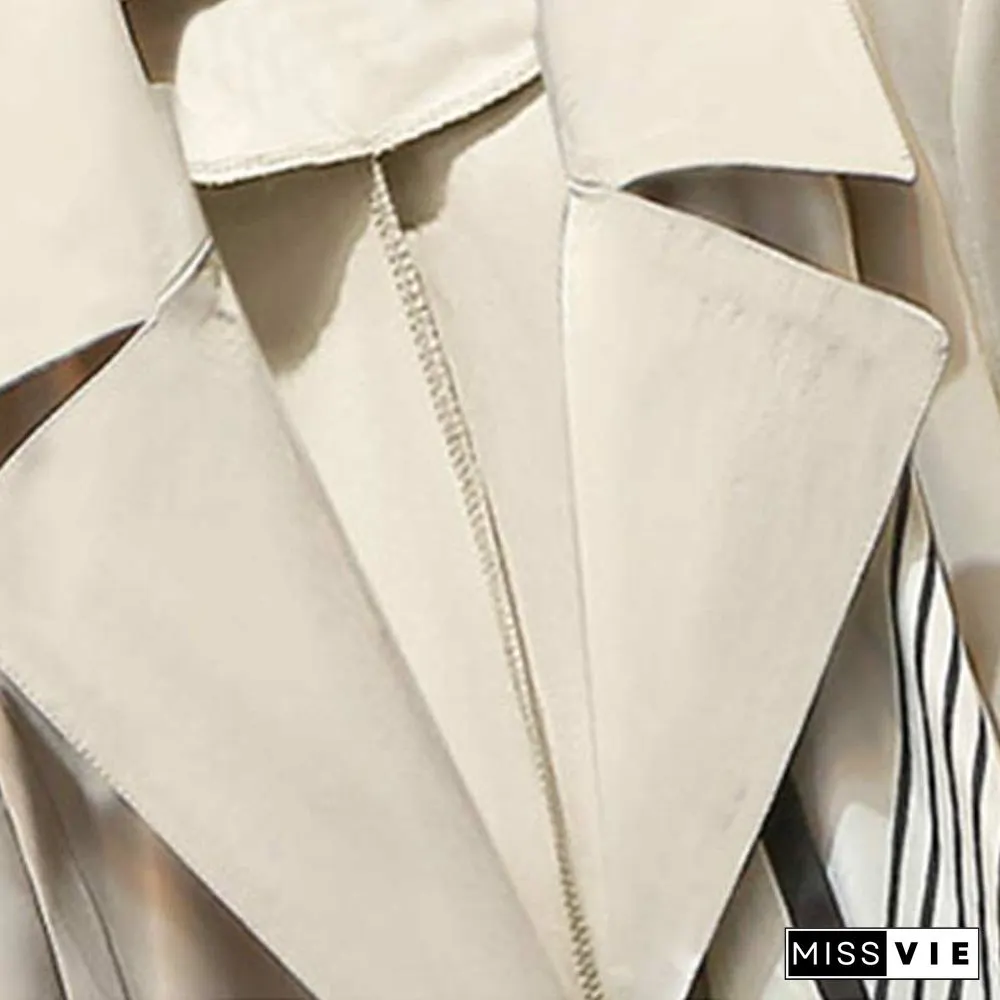 Lapel Collar Adjustable Belted Coat