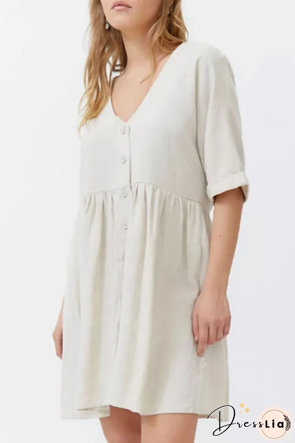Fashion Casual Solid Split Joint V Neck Princess Dresses