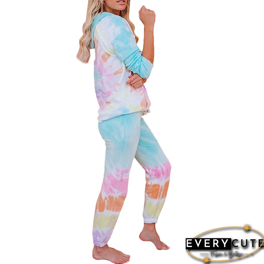 Multicolor Tie Dye Long Sleeve Pajama Set