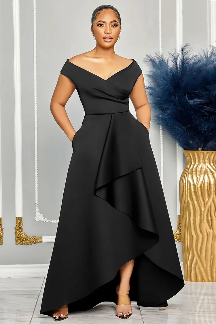 knee length dresses for ladies A-Line Trench Shirt Maxi Dress with Pockets(MA422)