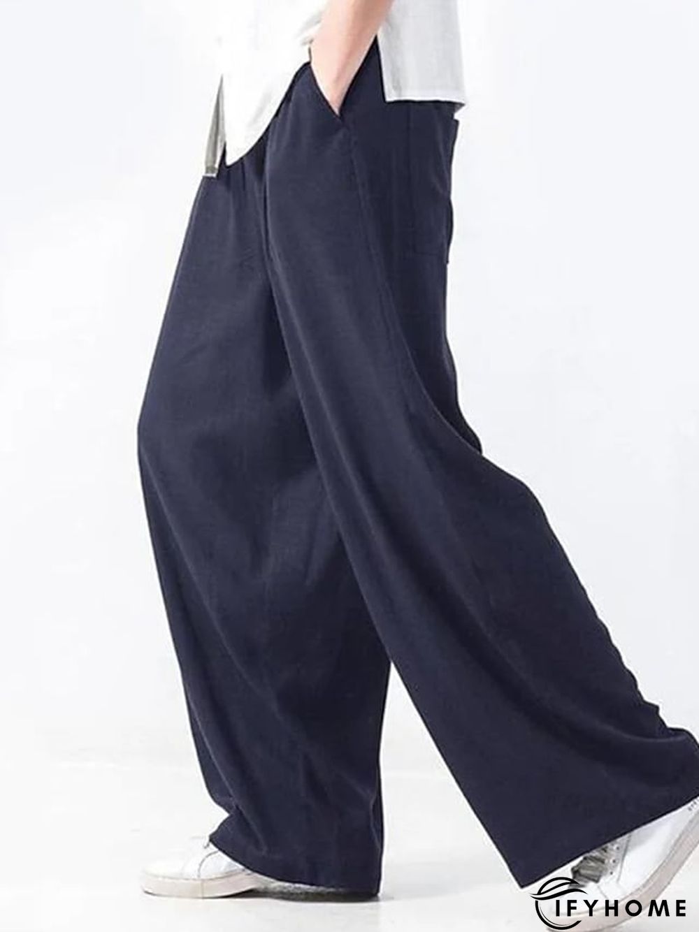 Men's Linen Pants Trousers Summer Pants Beach Pants Drawstring Elastic Waist Plain Breathable Soft Casual Daily Holiday Linen / Cotton Blend Fashion Streetwear Black Yellow Micro-elastic | IFYHOME