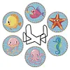 6Pcs/set Diamond Painting Christmas Coaster Cup Cushion with Rack Cup Pad Decor