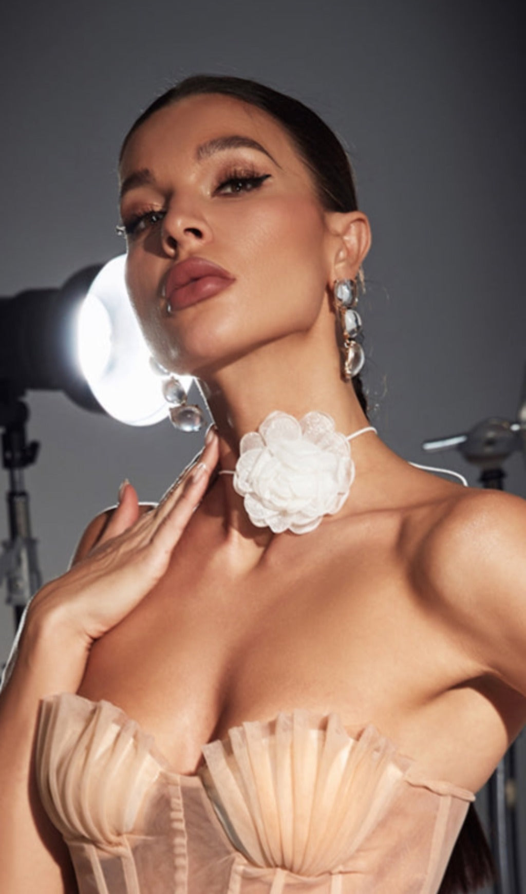 White Flower Mesh Choker Flowering Girl