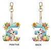 (US Local)PET Double Sided Special Shaped Easter Alphabet DIY Diamond Painting Keychain