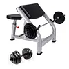 [US Local Warehouse] Fitness Preacher Curl Bench Adjustable Seated Isolated Barbell Dumbbell Biceps Station Workout Bench for Home Gym Fitness Equipment