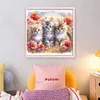 Cat-Partial 11CT Stamped Cross Stitch Bead Embroidery 36*36cm/14.17*14.17in