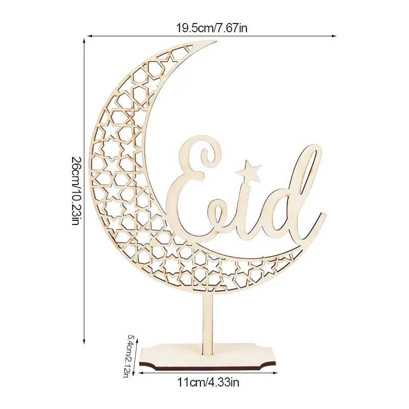 Wooden EID Mubarak Decoration Ramadan Mubarak Ornaments Islamic Muslim Pendant Eid Al Adha Party Supplies Ramadan Kareem Gifts
