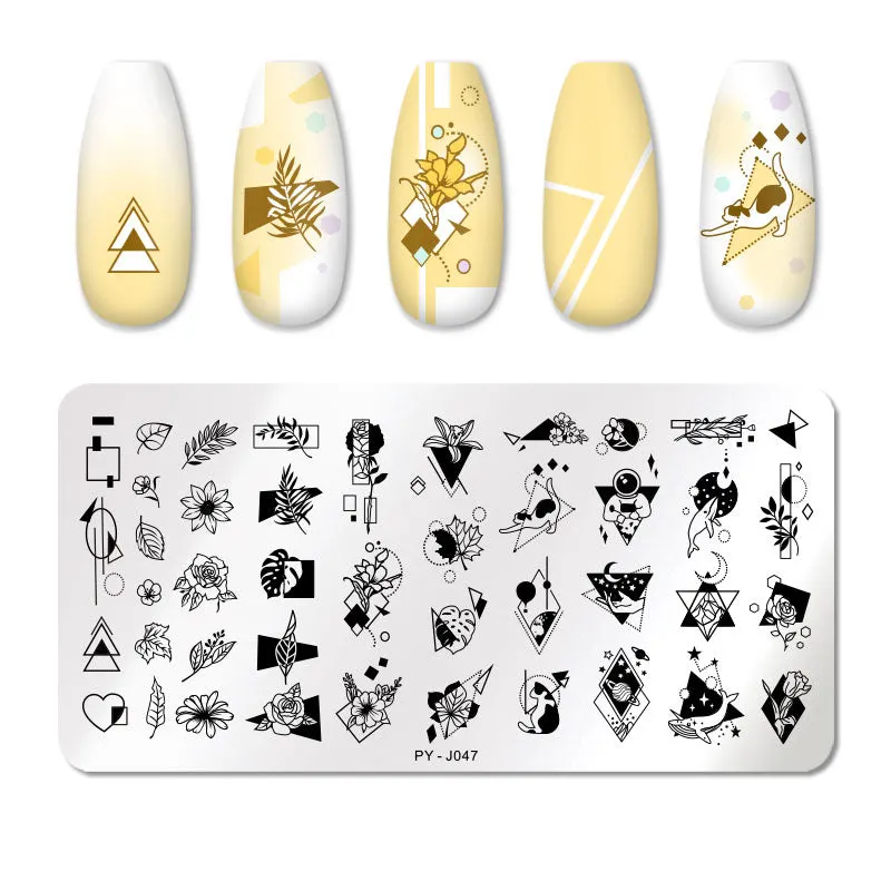 PICT YOU  Nail Stamping Plates Line Pictures Stencil Stainless Steel Nail Design for Printing Nail Art Image Plate Tool-Nail Inspo