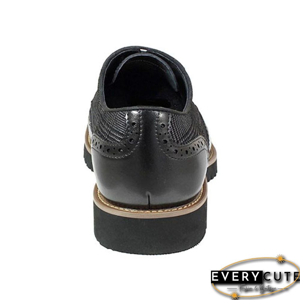 Men's Fashion Lattice Spliced Leather Brogue Shoes
