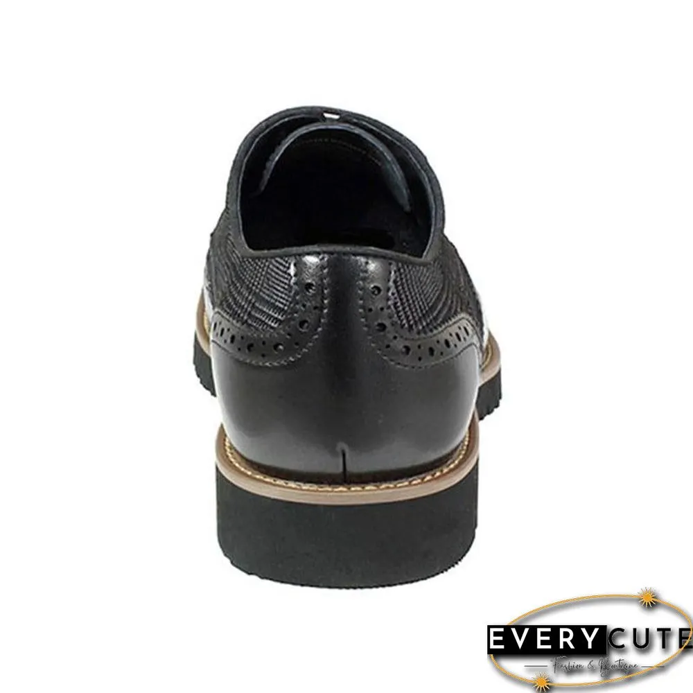 Men's Fashion Lattice Spliced Leather Brogue Shoes