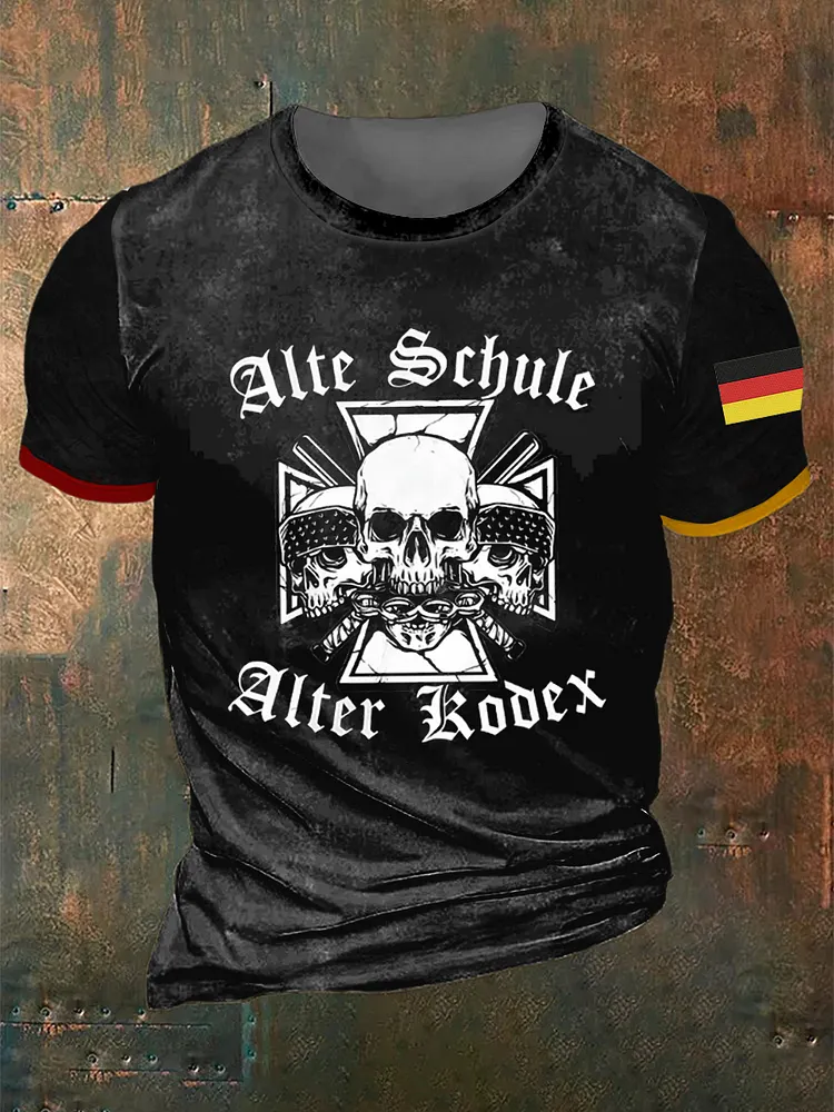 M&auml;nner Alte Schule Alter Kodex bedrucktes Kurzarm-T-Shirt