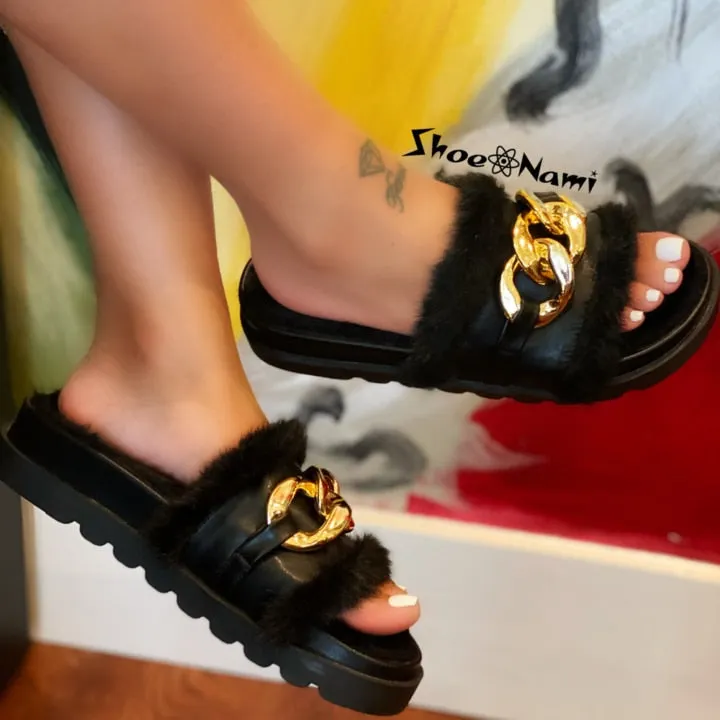 Fashion Autumn Winter New Women Flat Platform Short Plush Flip Flops Slippers Shoes Woman Lady Sexy Furry Sandals Slippers Shoes