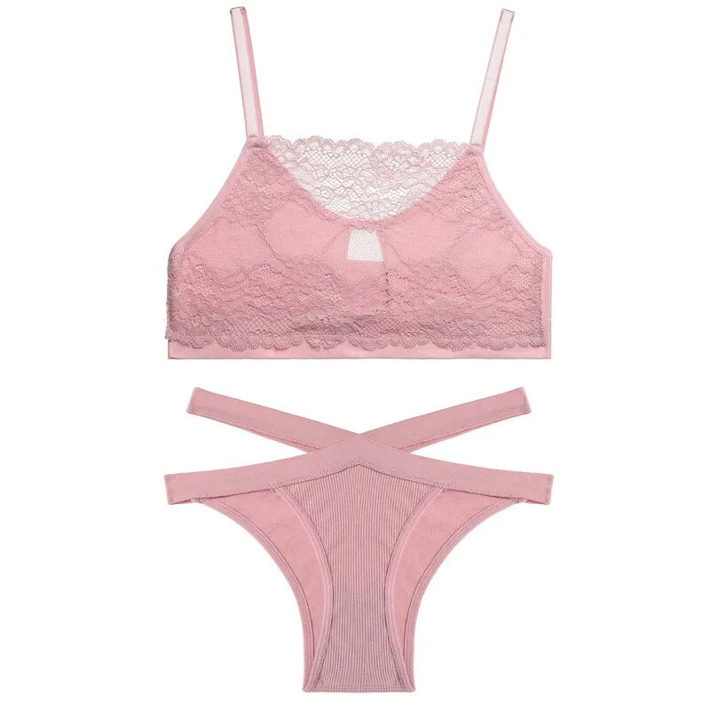 FINETOO Lace Bra Set Women Underwear Lingerie Bralette Tank Top + Pantys Female Brassiere Suit Intimates Push Up Sexy Crop Top
