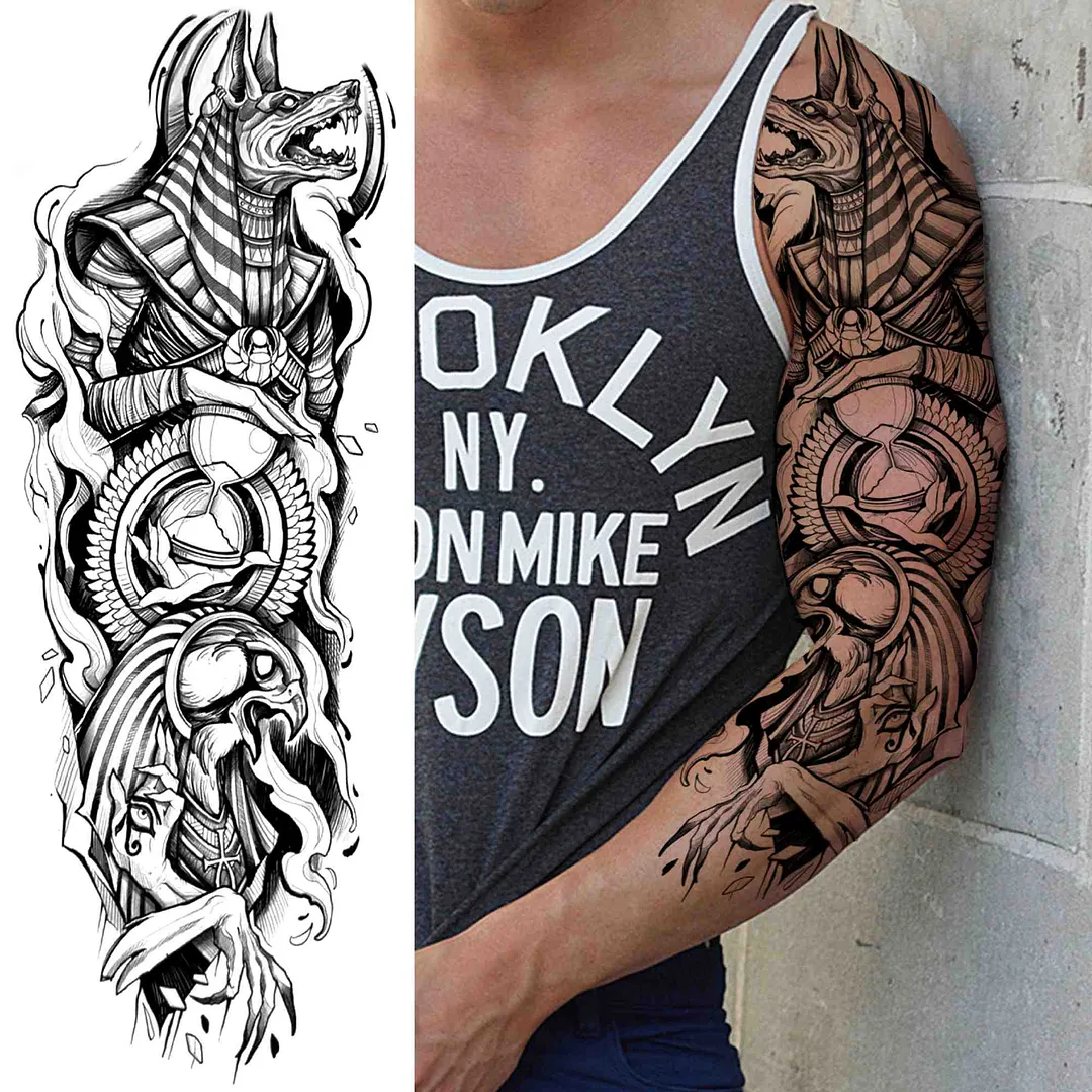 Sexy Girl Flower Temporary Tattoos For Women Men Black Lion Triangle Tattoo Sticker Fake Tribal Full Arm Sleeve Tatoos Paste 1108-1