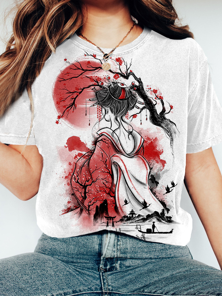 Japanese Geisha Dream Inspired Art Vintage T Shirt