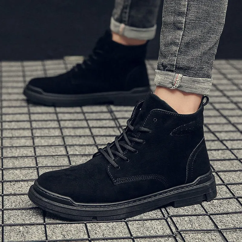 Athvotar Winter New Fashion Boots Male British Mid-Top Worker Boots Hight-Top Vintage Trendy Casual Wild Trendy Shoes 601-0